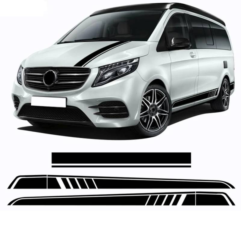 3-teiliges Auto-Motorhauben-Aufkleber-Seitenstreifen-Rock-Aufkleber, für M=ercedes B=ENZ V-Klasse W447 Vito Viano 2014-heute AMG-Zubehör von CHUITING