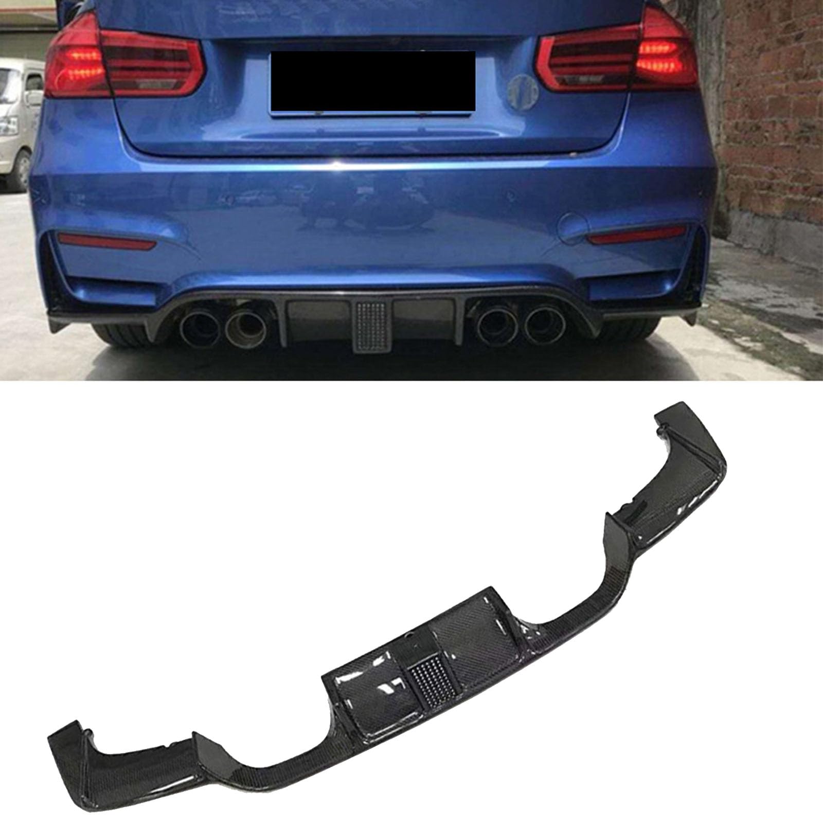 Kompatibel für BMW 3 Series F30 F35 with Light 2012-2019, Auto-Heckspoiler, Stoßstangen-Diffusor, Lippensplitter-Abdeckung, Karosserie-Kit, Außenzubehör, Kohlefaser,A Real Carbon von CHYPAAK