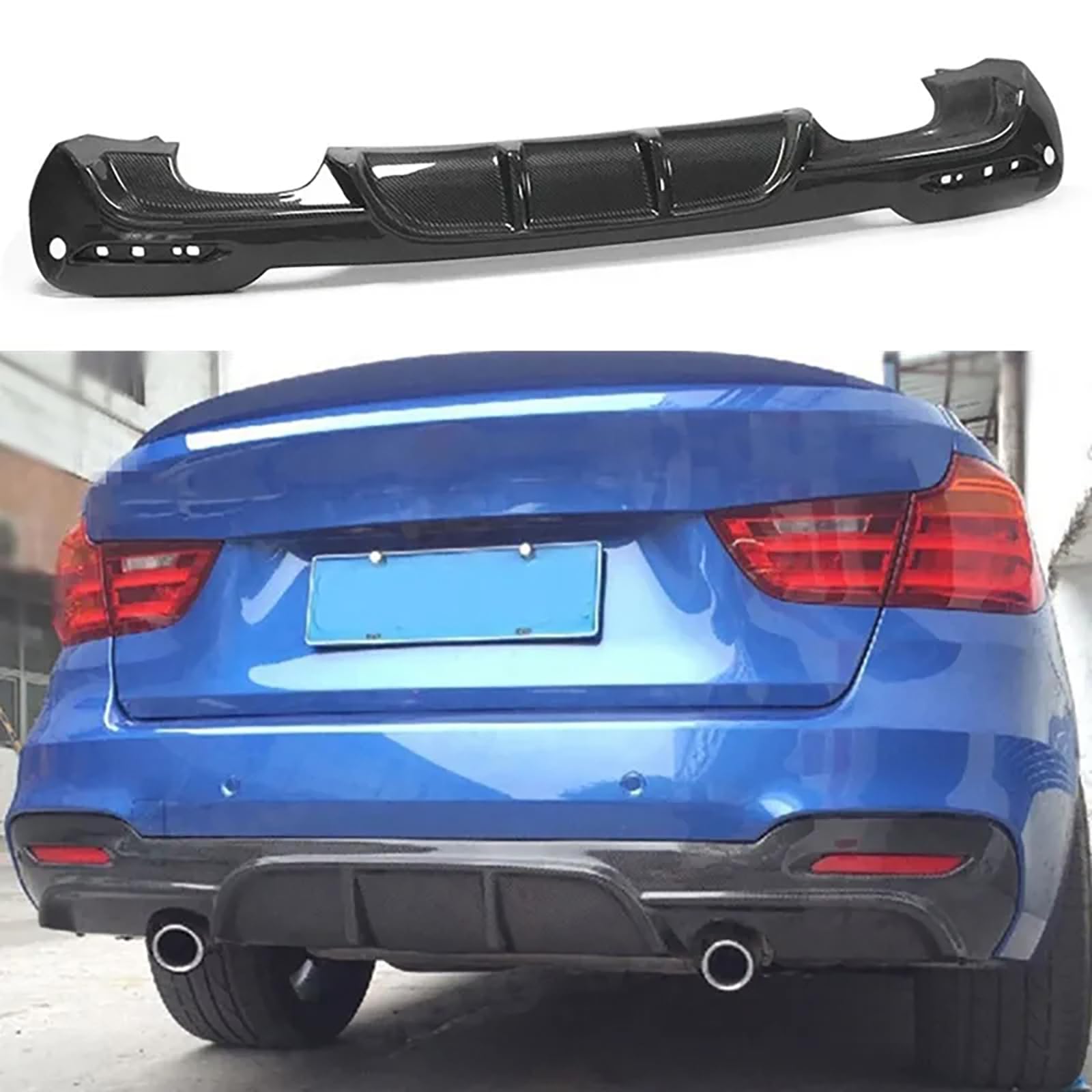 Kompatibel für BMW F34 GT M Sport 320i 328i 335i 2014-2019, Auto-Heckspoiler, Stoßstangen-Diffusor, Lippensplitter-Abdeckung, Karosserie-Kit, Außenzubehör, Kohlefaser,A von CHYPAAK