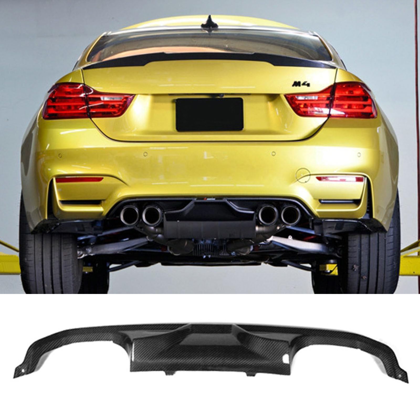 Kompatibel für BMW M3 F80 M4 F82 AK Style 2014-2018, Auto-Heckspoiler, Stoßstangen-Diffusor, Lippensplitter-Abdeckung, Karosserie-Kit, Außenzubehör, Kohlefaser,A Real Carbon von CHYPAAK