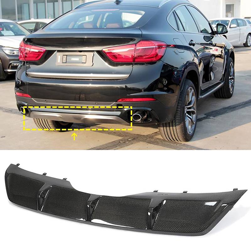 Kompatibel für BMW X6 F16 Standard 2015-2018, Auto-Heckspoiler, Stoßstangen-Diffusor, Lippensplitter-Abdeckung, Karosserie-Kit, Außenzubehör, Kohlefaser von CHYPAAK