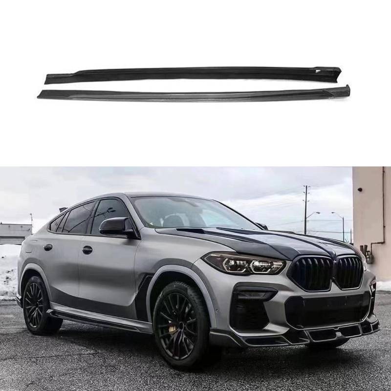 Kompatibel für BMW X6 G06 LD Style 2019+, Auto-Heckspoiler, Stoßstangen-Diffusor, Lippensplitter-Abdeckung, Karosserie-Kit, Außenzubehör, Kohlefaser, C Side Skirts von CHYPAAK