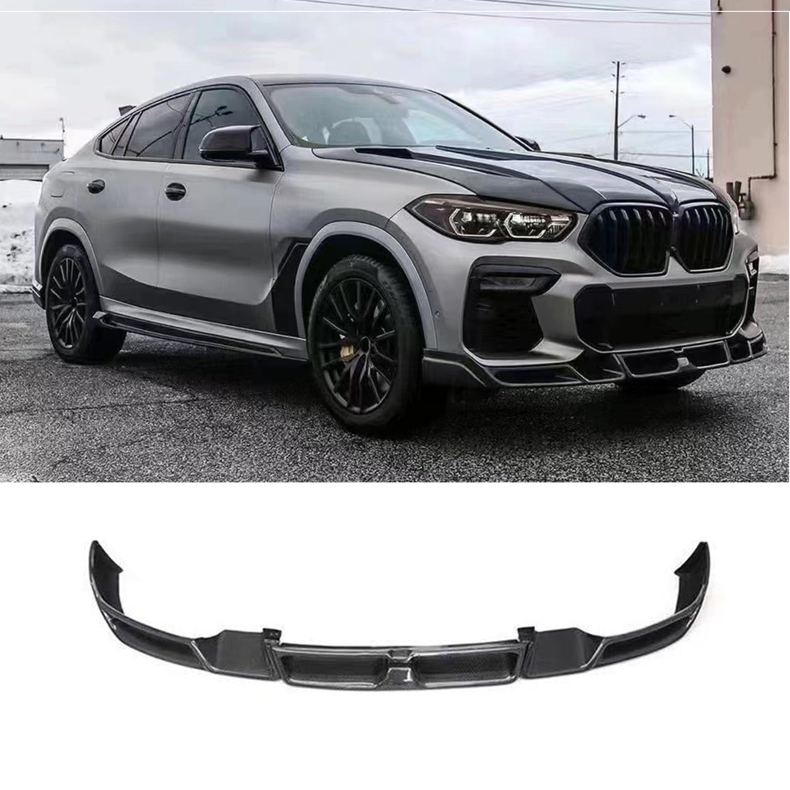 Kompatibel für BMW X6 G06 LD Style 2019+, Auto-Heckspoiler, Stoßstangen-Diffusor, Lippensplitter-Abdeckung, Karosserie-Kit, Außenzubehör, Kohlefaser,A Front Spoiler von CHYPAAK