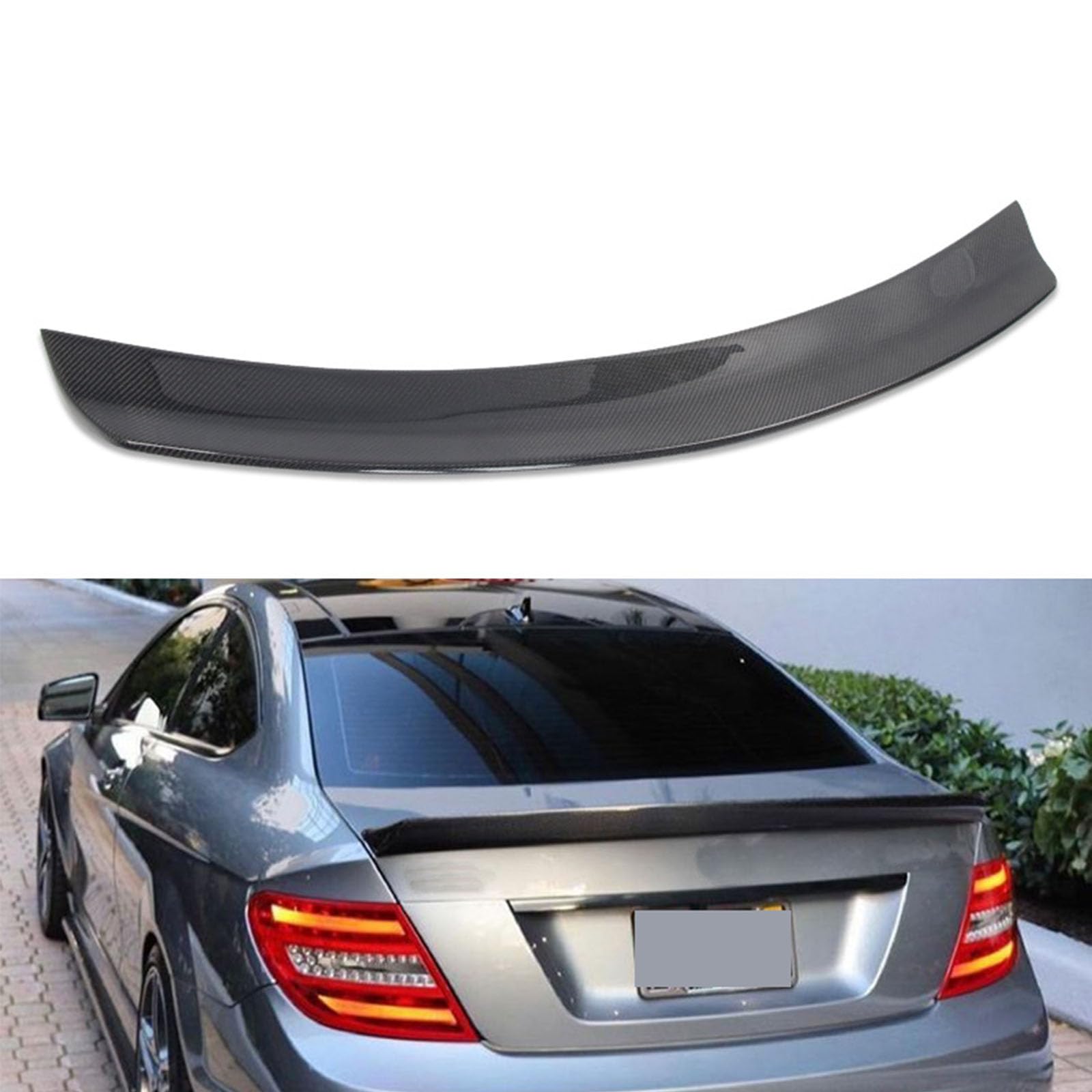 Kompatibel für Benz C-Class W204 4Door ID Style 2008-2014, Heckspoiler aus echtem Carbon, Dekoration für die Oberlippe, Heckflügel, Auto-Tuning, Styling, Außenzubehör von CHYPAAK