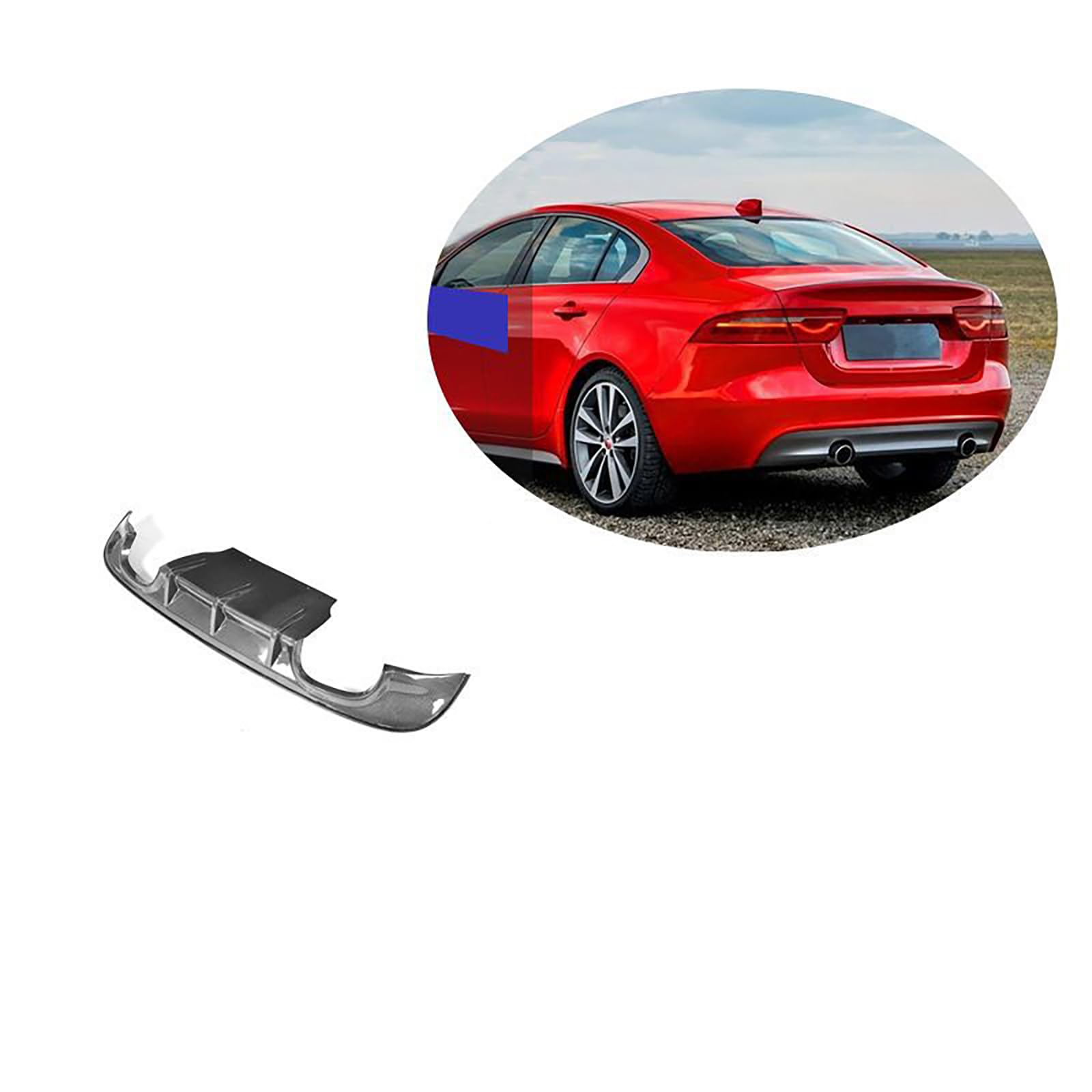 Kompatibel für Jaguar XE Sedan 4 Door 2015-2017, Auto-Heckspoiler, Stoßstangen-Diffusor, Lippensplitter-Abdeckung, Karosserie-Kit, Außenzubehör, Kohlefaser von CHYPAAK