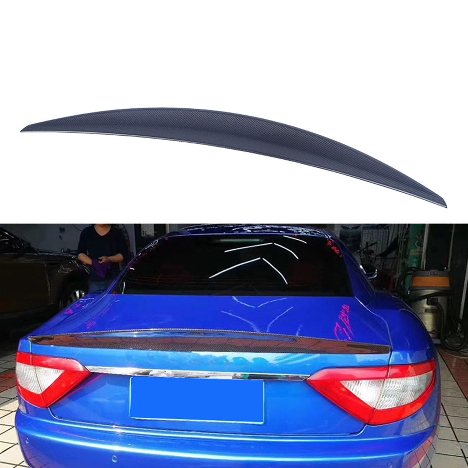 Kompatibel für Maserati GT DMC Style 2007-2009, Heckspoiler aus echtem Carbon, Dekoration für die Oberlippe, Heckflügel, Auto-Tuning, Styling, Außenzubehör von CHYPAAK