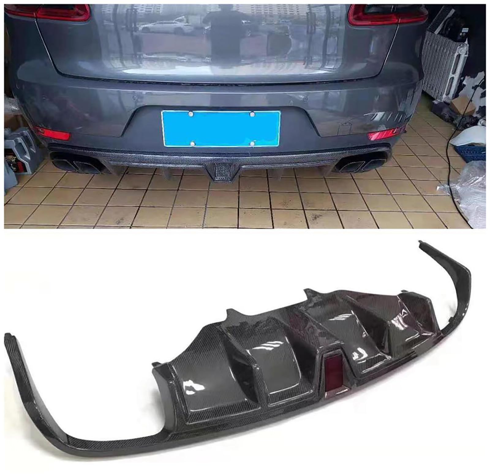 Kompatibel für Porsche Macan 2014 2015 2016 2017 2018, Auto-Heckspoiler, Stoßstangen-Diffusor, Lippensplitter-Abdeckung, Karosserie-Kit, Außenzubehör, Kohlefaser von CHYPAAK