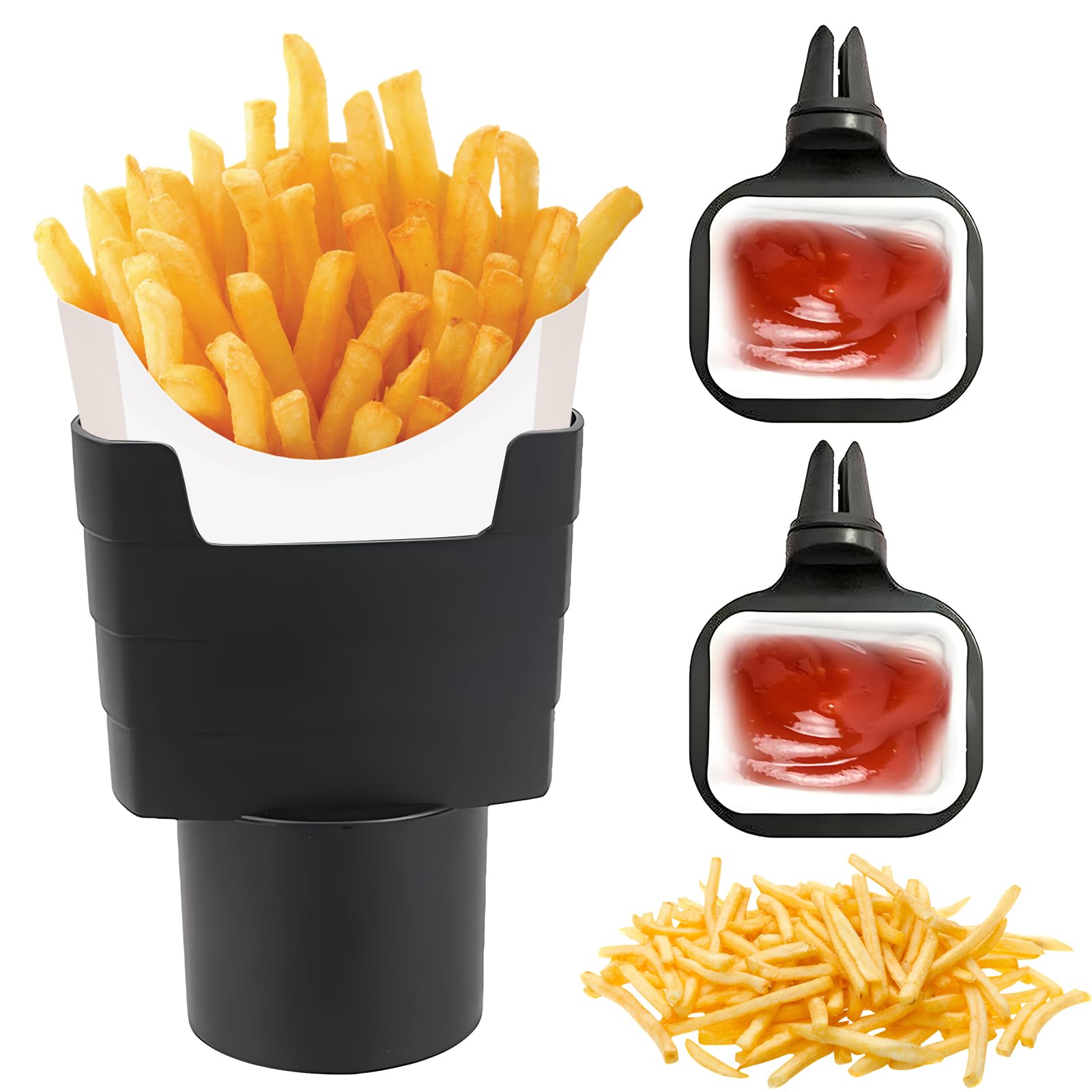 Auto Pommes Halter,CHmiss Auto Saucenhalter,3 Stück Pommes Frites Becherhalter,Pommes Getränkehalter,Pommes Becherhalter Auto,Pommes Halter Auto Innenzubehör von CHmiss