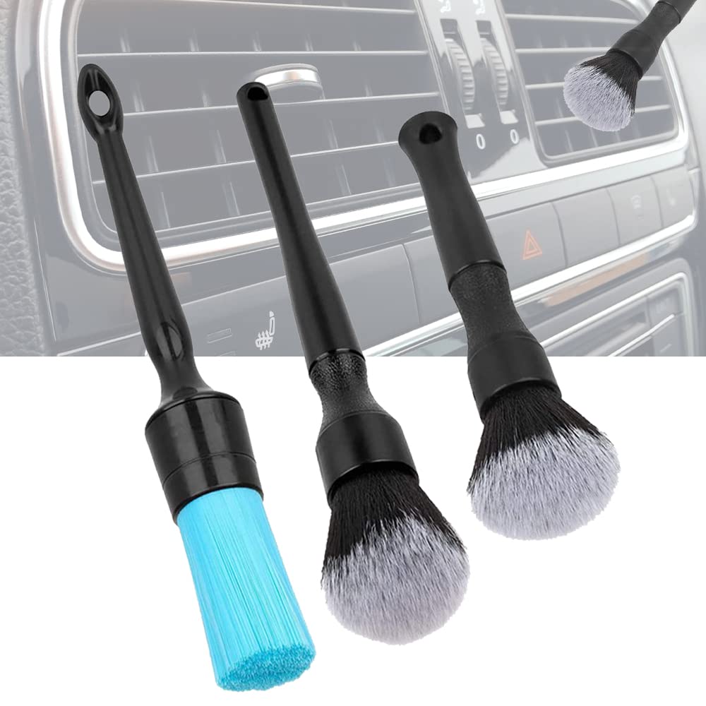 CHmiss Auto Detailing Bürsten Set,3 pcs KFZ Reinigung Pinsel Set,Auto Reinigungsbürsten Ultraweiche,Auto Detail Bürste für Auto Innenraum Und Autopflege Auto Innen Außenbereich von CHmiss