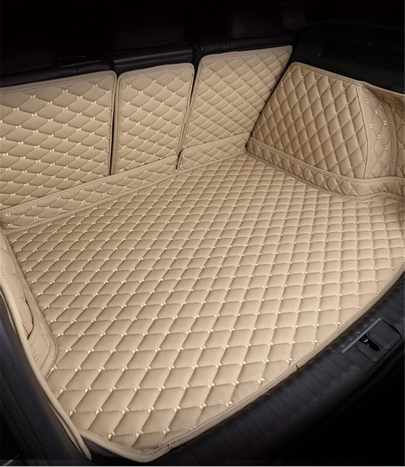 wasserdichte Kofferraumwanne Kofferraummatte Für Q7 5Seats 2016-2019 All Weather XPE Leder Custom Rear Cargo Cover Carpet Liner Heckteile Boot Gepäckpolster Staubdicht Matte(Beige) von CIATRE