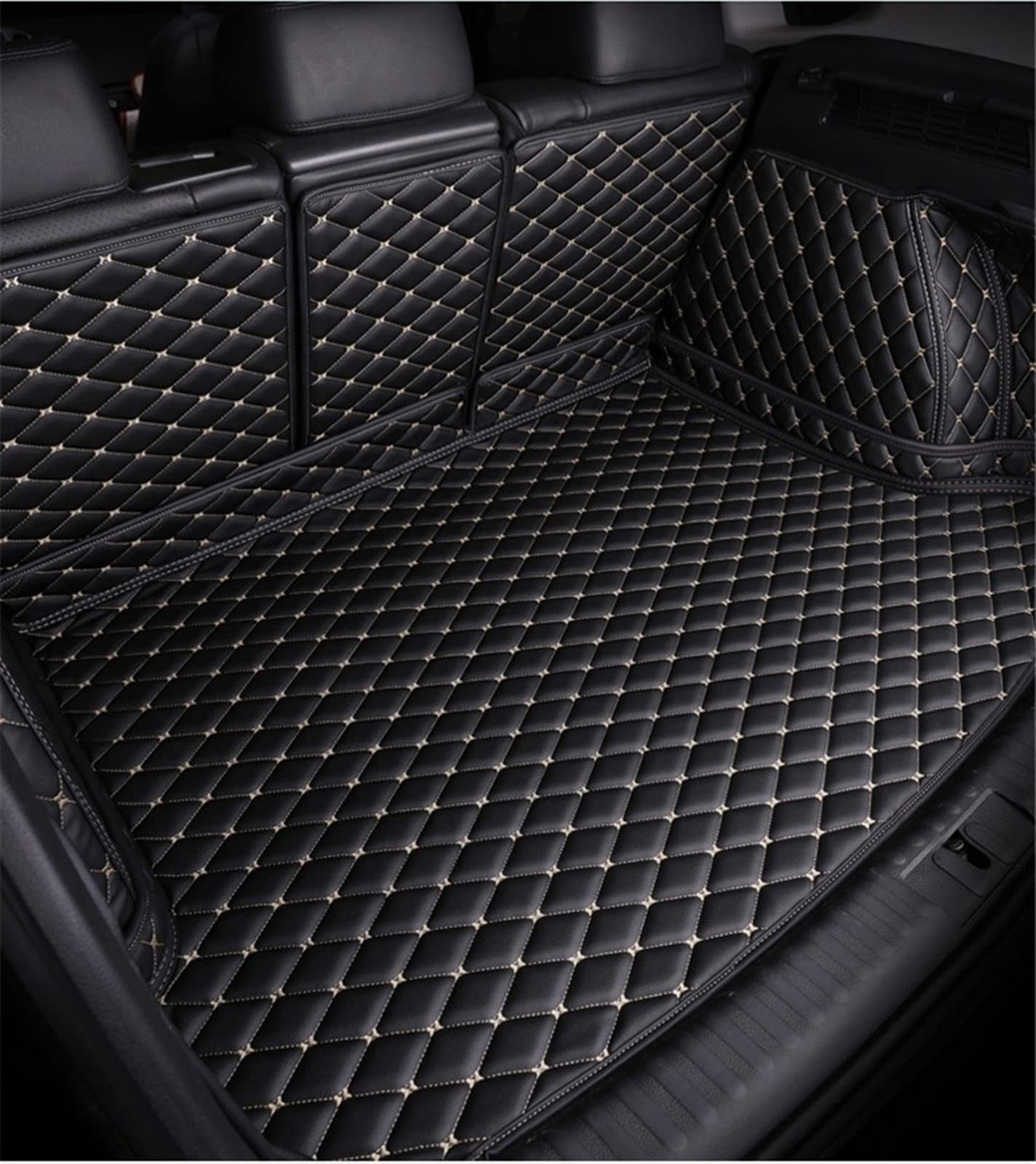 wasserdichte Kofferraumwanne Kofferraummatte Für Q7 5Seats 2016-2019 All Weather XPE Leder Custom Rear Cargo Cover Carpet Liner Heckteile Boot Gepäckpolster Staubdicht Matte(Schwarzbeige) von CIATRE