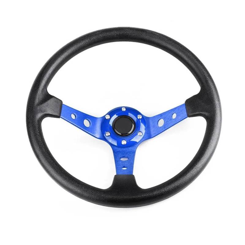 Auto 350 Mm 14 Zoll Auto Sport Drifting Lenkrad Universal Lederlenkrad Zubehör(BLAU) von CIMIUS