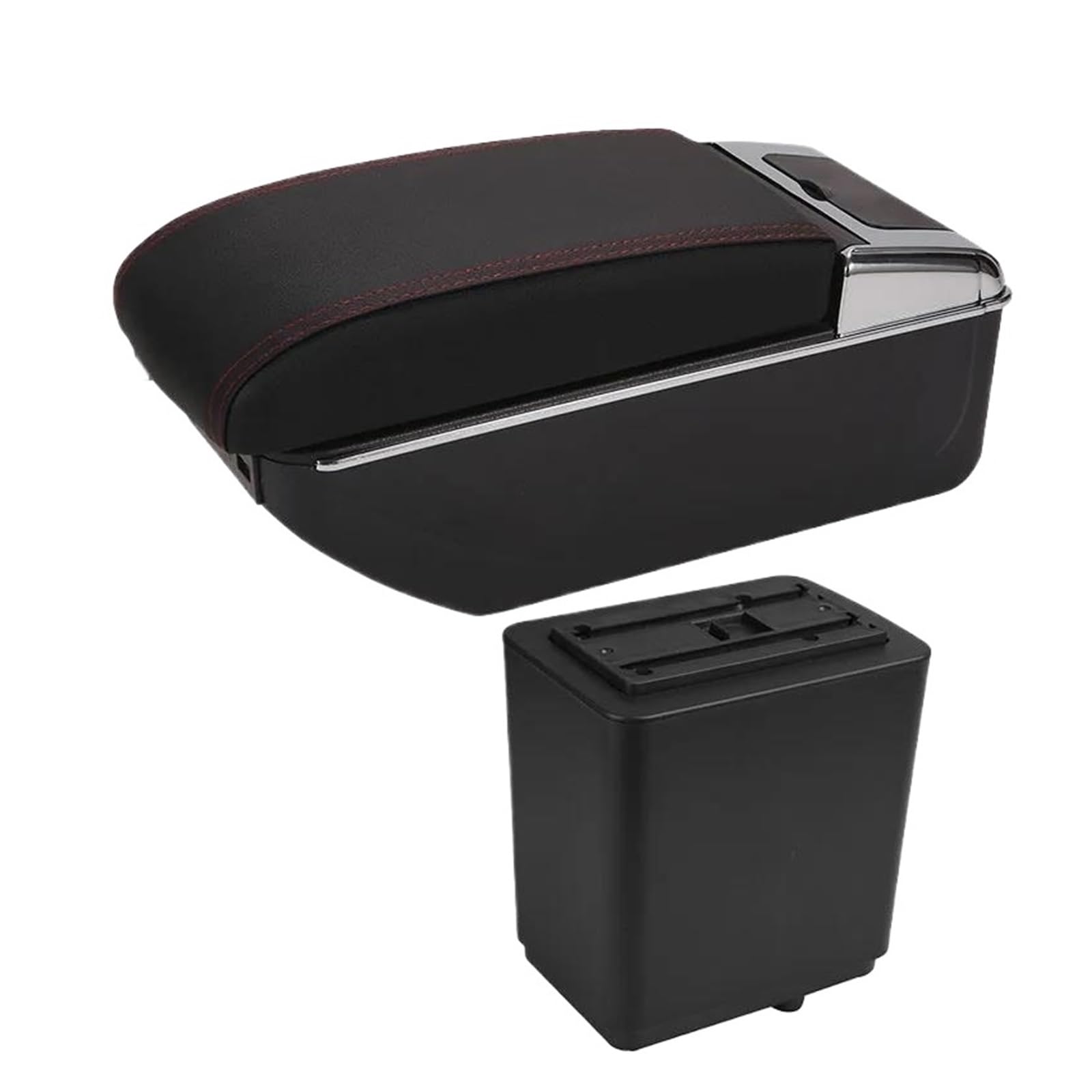 Auto Für Citroen Für Berlingo Armlehne Nachrüstteile Auto Armlehne Aufbewahrungsbox Auto Innenausstattung USB Aufladung Zubehör(A1 Schwarz rot 7USB) von CIMIUS