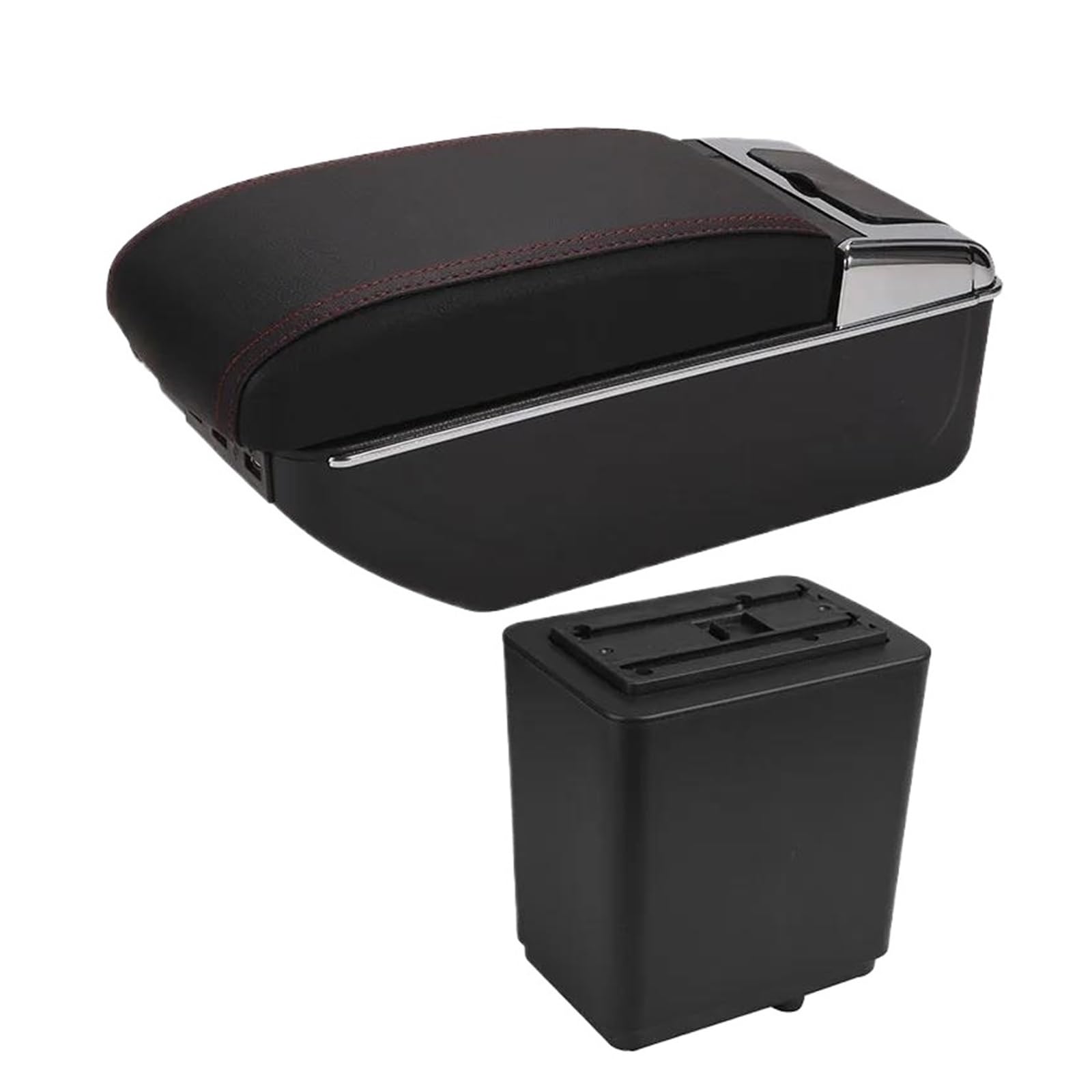 Auto Für Citroen Für Berlingo Armlehne Nachrüstteile Auto Armlehne Aufbewahrungsbox Auto Innenausstattung USB Aufladung Zubehör(B1 Schwarz rot 7USB) von CIMIUS