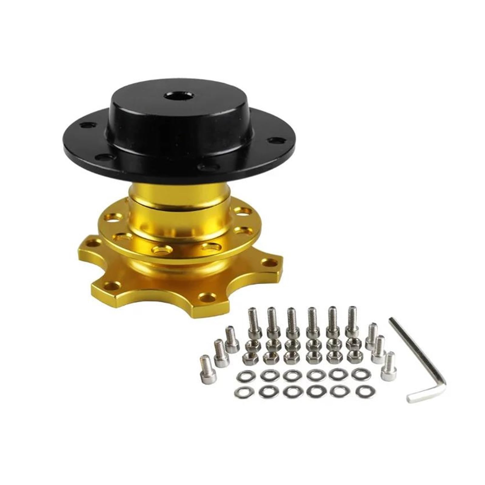 Auto Für Logitech 6 Loch 70 Mm Bolzenmuster Lenkradnabenadapter Lenkrad Schnellspanner Nabensockel Kit Zubehör(Gold) von CIMIUS