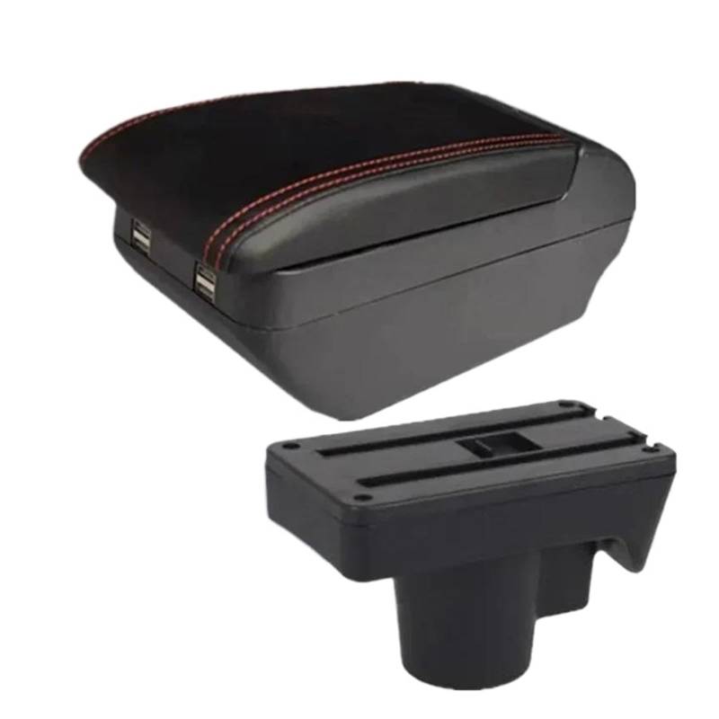 Auto Für Opel Für Astra Für Astra H 2004 2005-2013 2014 Mittelkonsole Armlehnenbox Aufbewahrungsbox Autoinnenausstattung Zubehör(H1 Rote Linie 4 USB) von CIMIUS