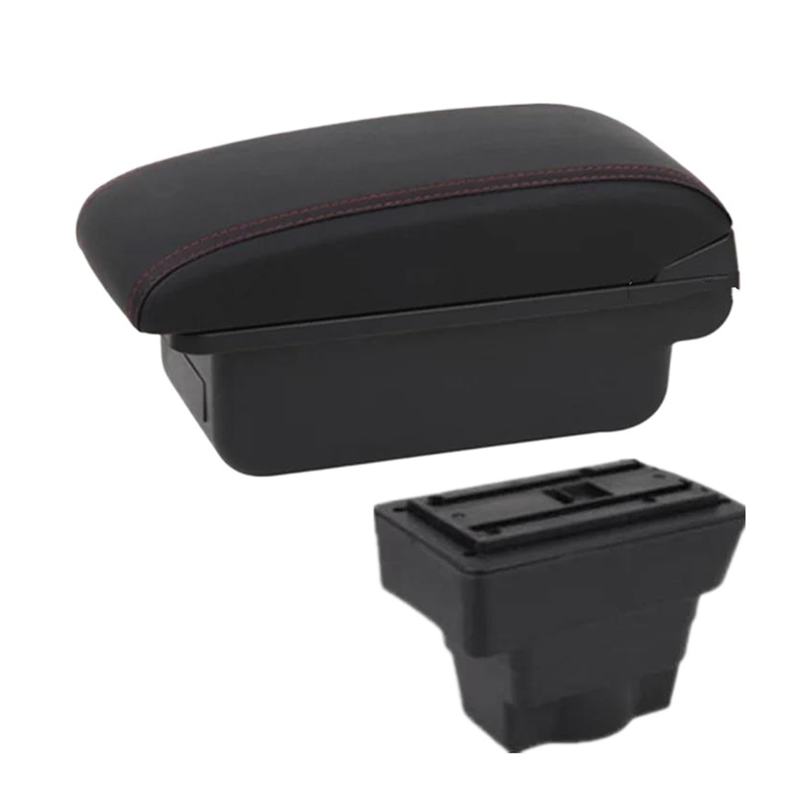 Auto Für Opel Für Astra J 2009 2010-2019 2020 Armlehnenbox Auto Mittelarmlehne Aufbewahrungsbox Modifikationszubehör Zubehör(A1 Rote Linie, kein USB) von CIMIUS