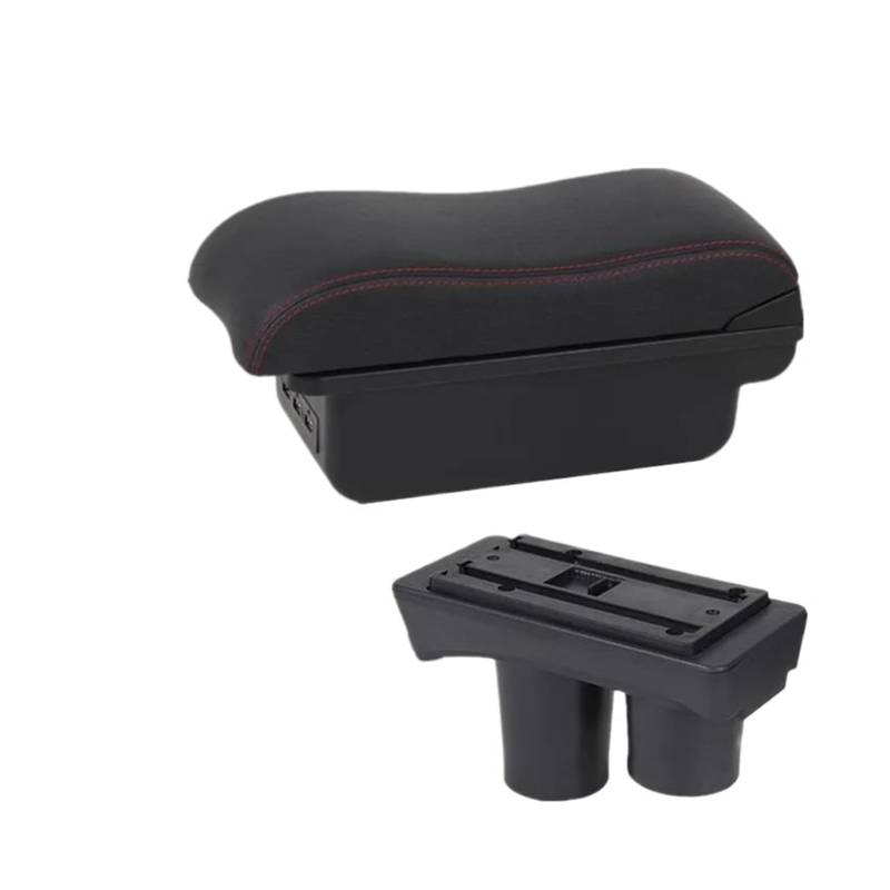 Auto Für Peugeot 301 Auto Armlehnenbox Aufbewahrungsbox Innenraum Spezielles Nachrüst Autozubehör Zubehör(B2 Schwarz rot 3USB) von CIMIUS