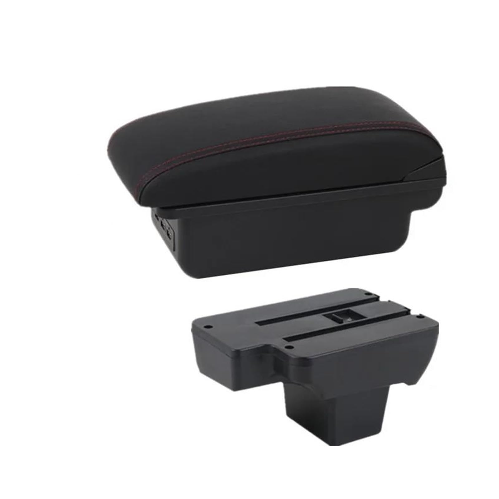 Auto Für Seat Für Ibiza Für Arona Armlehnenbox Auto Armlehnenbox Zentrale Aufbewahrungsbox Innenraum Nachrüstung Autozubehör Zubehör(B1 rote Linie 3USB) von CIMIUS