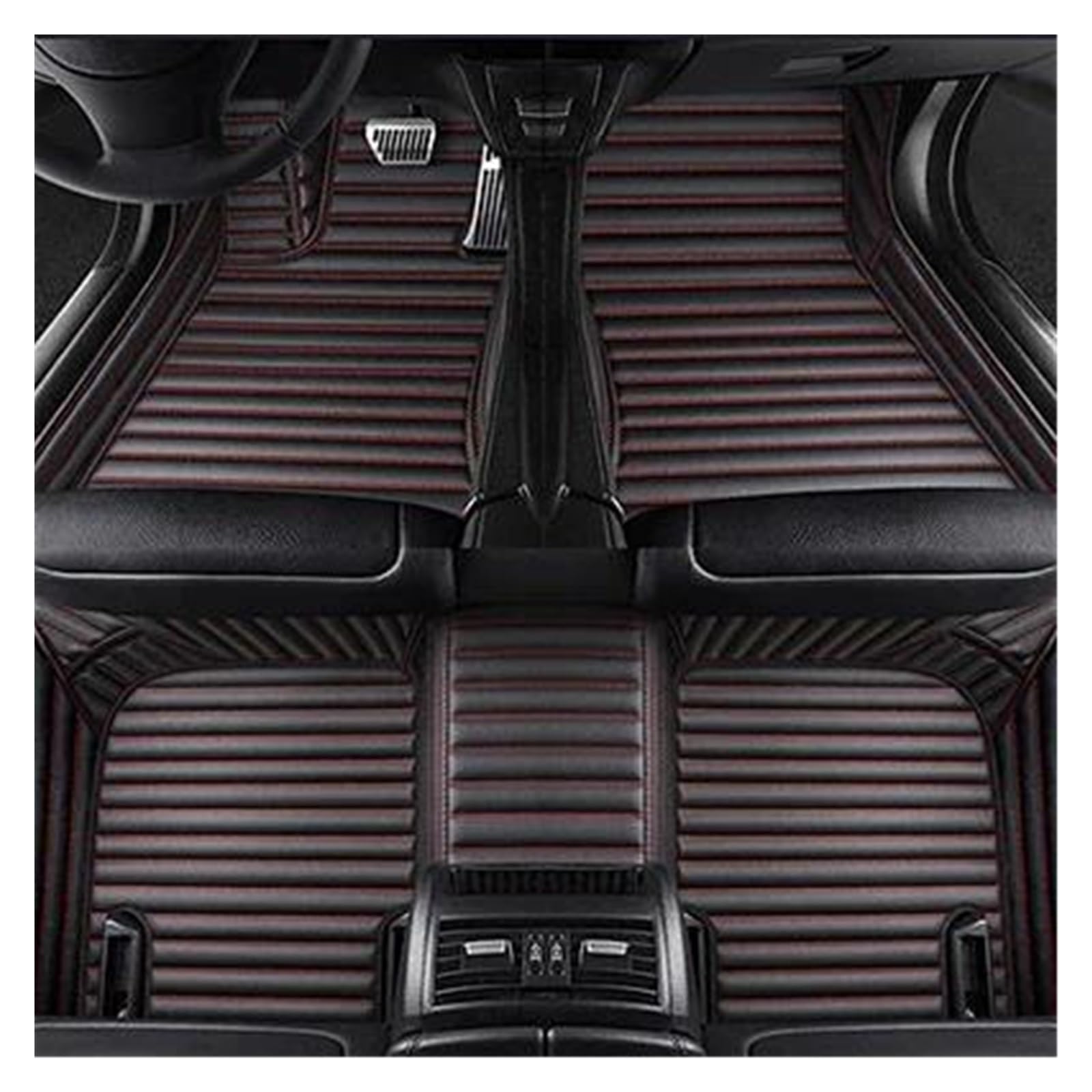 Auto-Fußmatten Autofußmatten Für Mercedes Für Benz E W211 2003 2004 2005 2006 2007-2008 Innenausstattung Teppich Automatten(Schwarz Rot 5-Sitzer) von CIMIUS