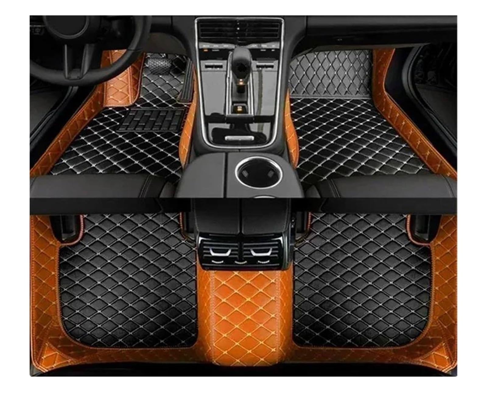 Auto-Fußmatten Farbige Autofußmatte Für Peugeot 206 2004 2005 2006 2007-2008 Autoinnenausstattung Automatten(Schwarz orange 5 Sitze) von CIMIUS