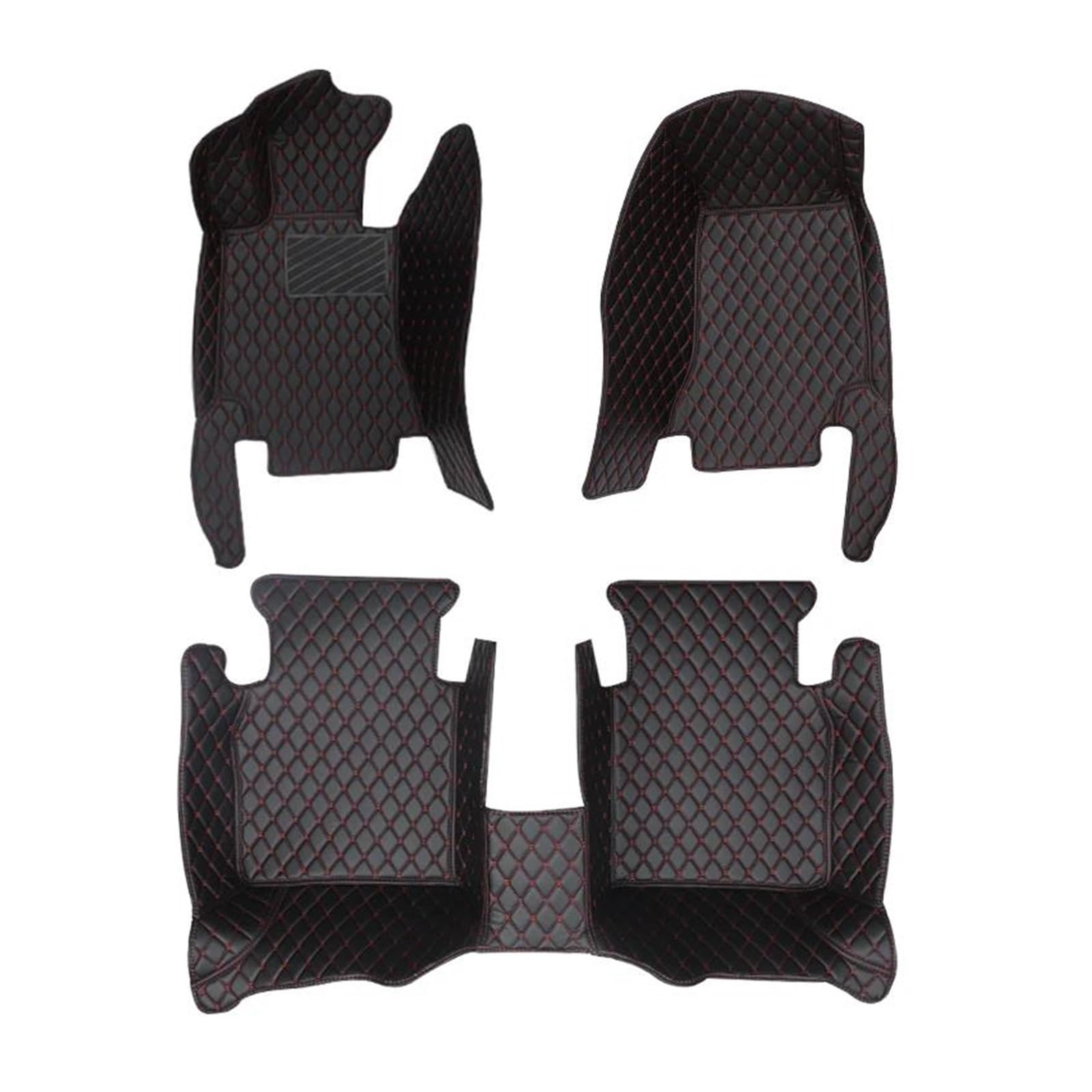 Auto-Fußmatten Für Peugeot 308CC 2009 2010 2011 2012 2013 2014 2015-2016 Autozubehör Autofußmatte Automatten(Komplettes Set: Schwarz, Rot) von CIMIUS