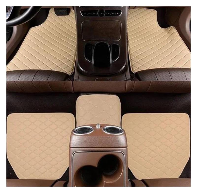 Auto-Fußmatten Universal Fußmatten Fürs Auto 5 Teilig Leder Wasserdicht Auto Fußpolster Schutzteppich Mattenset Vorne Und Hinten Automatten(BEIGE) von CIMIUS