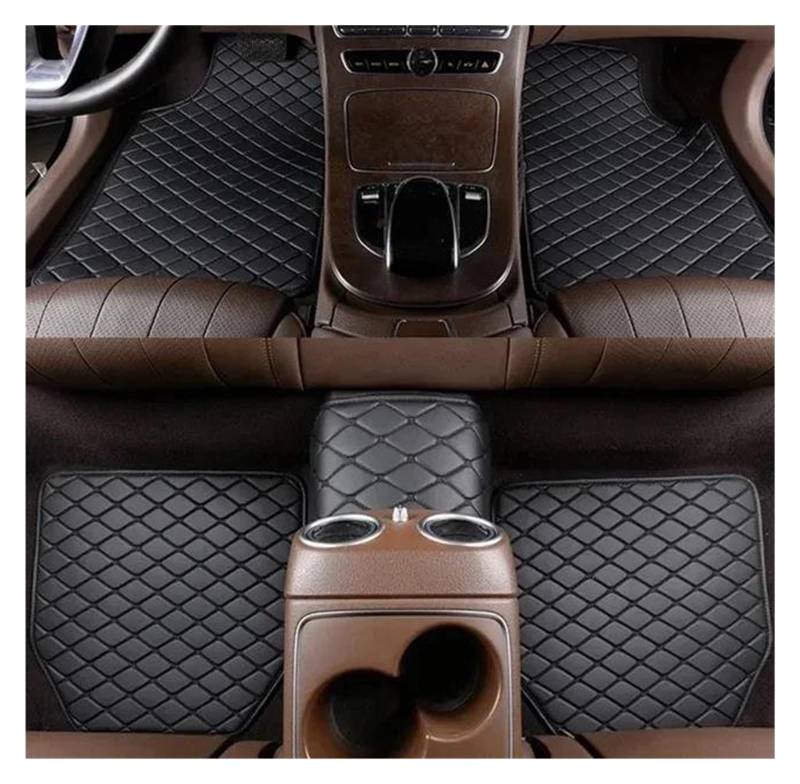 Auto-Fußmatten Universal Fußmatten Fürs Auto 5 Teilig Leder Wasserdicht Auto Fußpolster Schutzteppich Mattenset Vorne Und Hinten Automatten(Schwarz) von CIMIUS