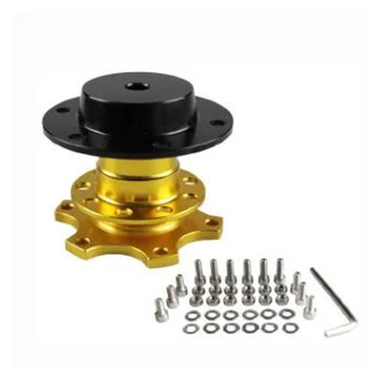 Auto Universelles Lenkrad Schnellspanner Naben Boss Kit Für 6 Loch Lenkradnabenadapter Zubehör(Gold) von CIMIUS