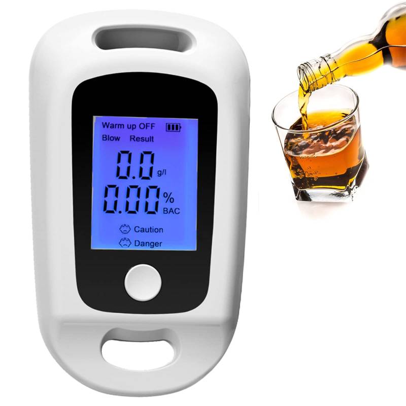 Alkoholtester, Professioneller Alkoholmessgeräte, Tragbarer Promilletester Atemalkoholtester Polizeigenau mit Digital LCD Display, Halbleiter Sensor Atemalkoholtester Promillemessgerät (Weiß) von CISSIYOG