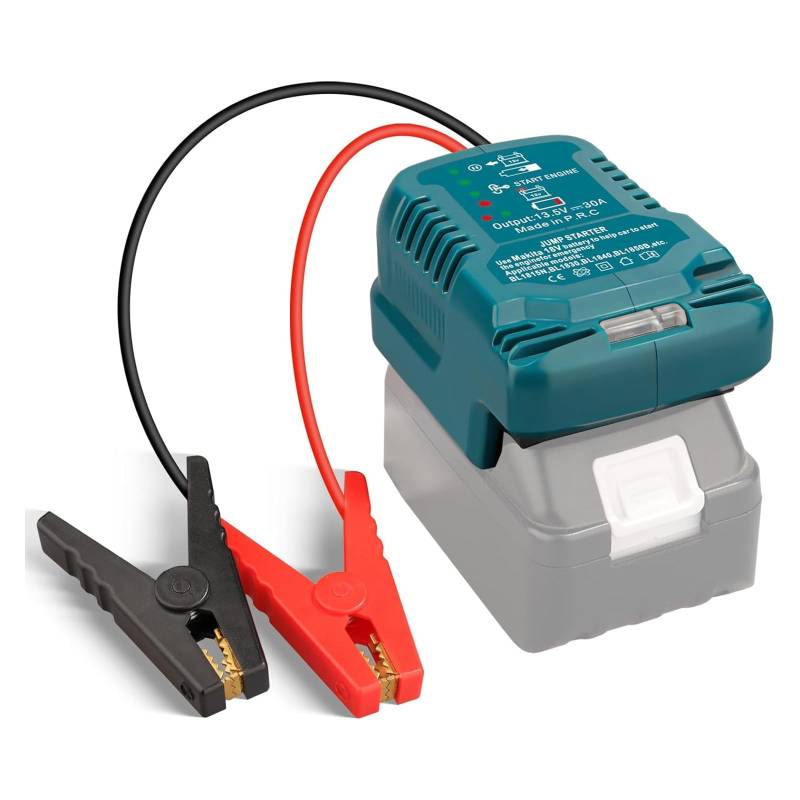 CISSIYOG Auto Starthilfe Powerbank kompatibel mit Makita 18V Akku, 12V Tragbarer Batterie Booster Adapter für bis zu 3,5-Liter-Benzinmotoren und 3,5-Liter-Dieselmotoren (Batterie Nicht inbegriffen) von CISSIYOG