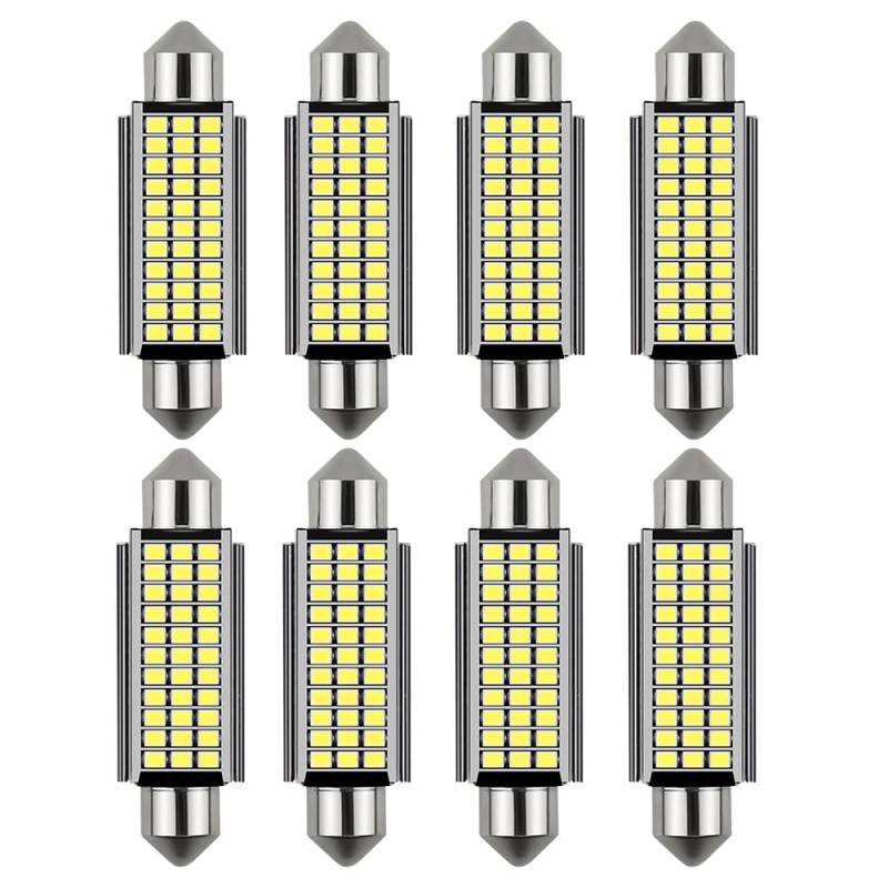 CJBIN Auto LED Innenbeleuchtung, 8 Stück 41MM Led Auto Innenraumbeleuchtung, 12V 1.2W Led innenraumbeleuchtung Birne Auto, Auto Innen Beleuchtung, Einfach zu Verwenden, Weiße Licht von CJBIN