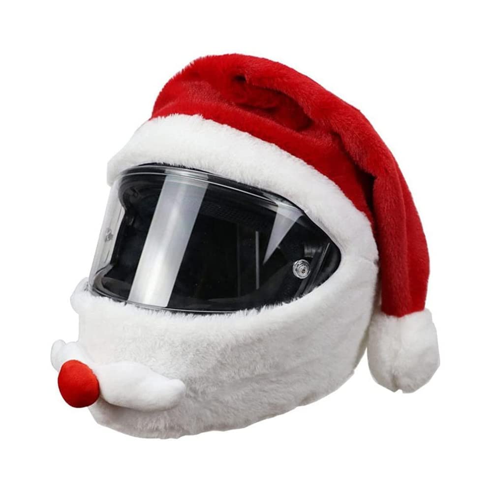 CJBIN Motorrad Helm Abdeckung Weihnachtsmann, Weihnachtsmütze, Motorradhelm-Abdeckung, Weihnachtsmann Motorradhelm überzug, für Motorradhelm, Rot von CJBIN