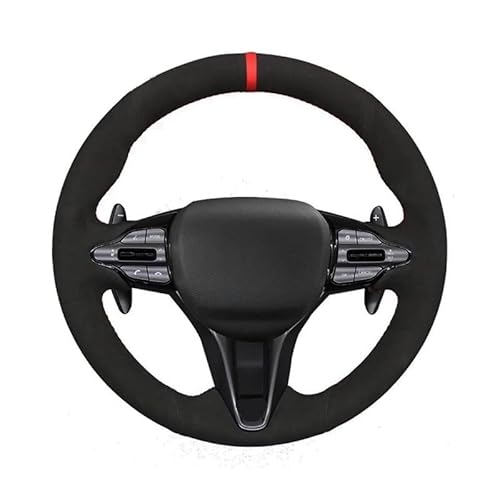 CJHGD Auto-Lenkradabdeckungen Auto-Lenkradbezug Weich Schwarz Echtes PU Wildleder Für Für I30 N 2018–2020 Für Veloster N 2019–2021 von CJHGD