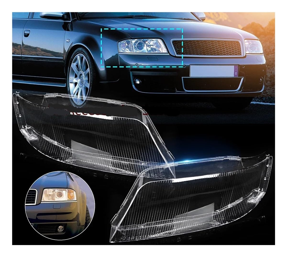 Scheinwerfer Glass Lampshade Rechts Und Links Auto Scheinwerfer Objektiv Glas Lampcover Abdeckung Lampenschirm Shell Für A6 Für C5 1999-2002 Scheinwerfer Abdeckung Auto Lens Headlight Cover von CJHGD