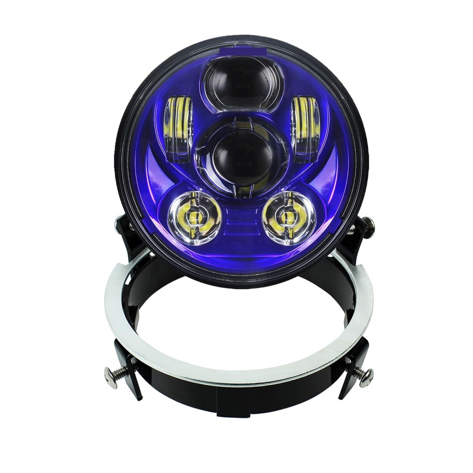 CJMPZKVRY 14,6 cm LED-Scheinwerfer, 1,9 cm (3/4 Zoll), DRL, 45 W, Motorrad-Scheinwerfer mit Halterungen sind VTX 1300 und 1800 F Modelle. Blau mit Halterung von CJMPZKVRY