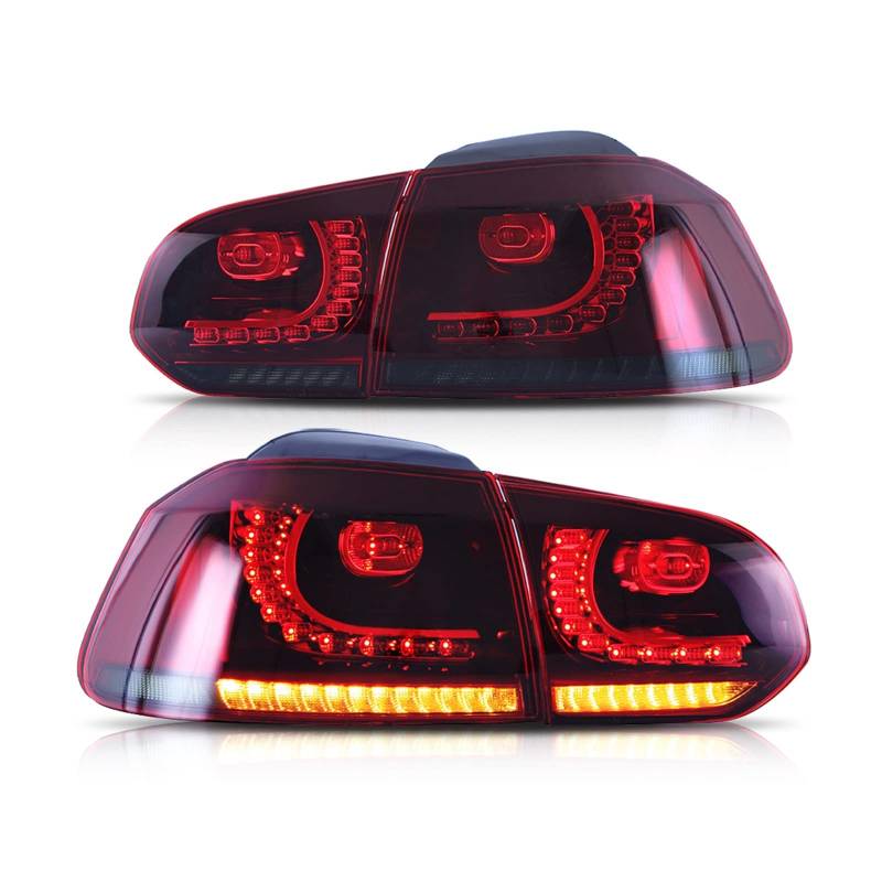 CJMPZKVRY Kompatibel mit Volkswagen Golf6 MK6 2008-2013 SE Rückleuchten Gruppe LED Rückleuchten Dynamische sequentielle Blinker DRL Rückfahrscheinwerfer Bremse (Red A Paar) von CJMPZKVRY