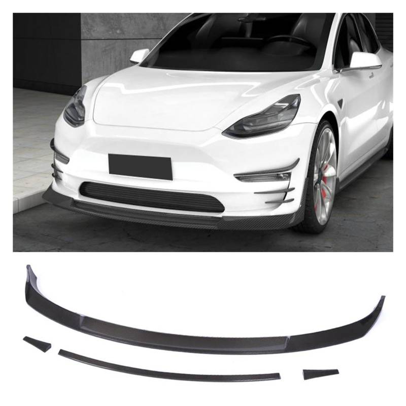 Carbon Fiber Bumper Body Kits Compatible With Tesla Model 3 2016-2019 Front Bumper Lip Rear Diffuser Spoiler Splitters Side Skirts Kit(Front lip) von CJMPZKVRY