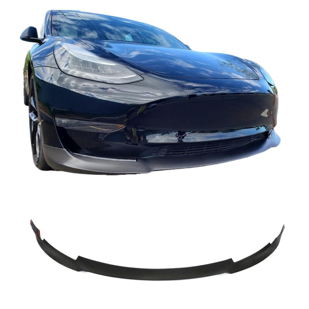 Carbon Fiber Front Bumper Lip Compatible With Tesla Model 3 Base Sedan 4-Door 2016-2018 Long Range Bumper Lip Spoiler Chin Protector(Matte Carbon) von CJMPZKVRY