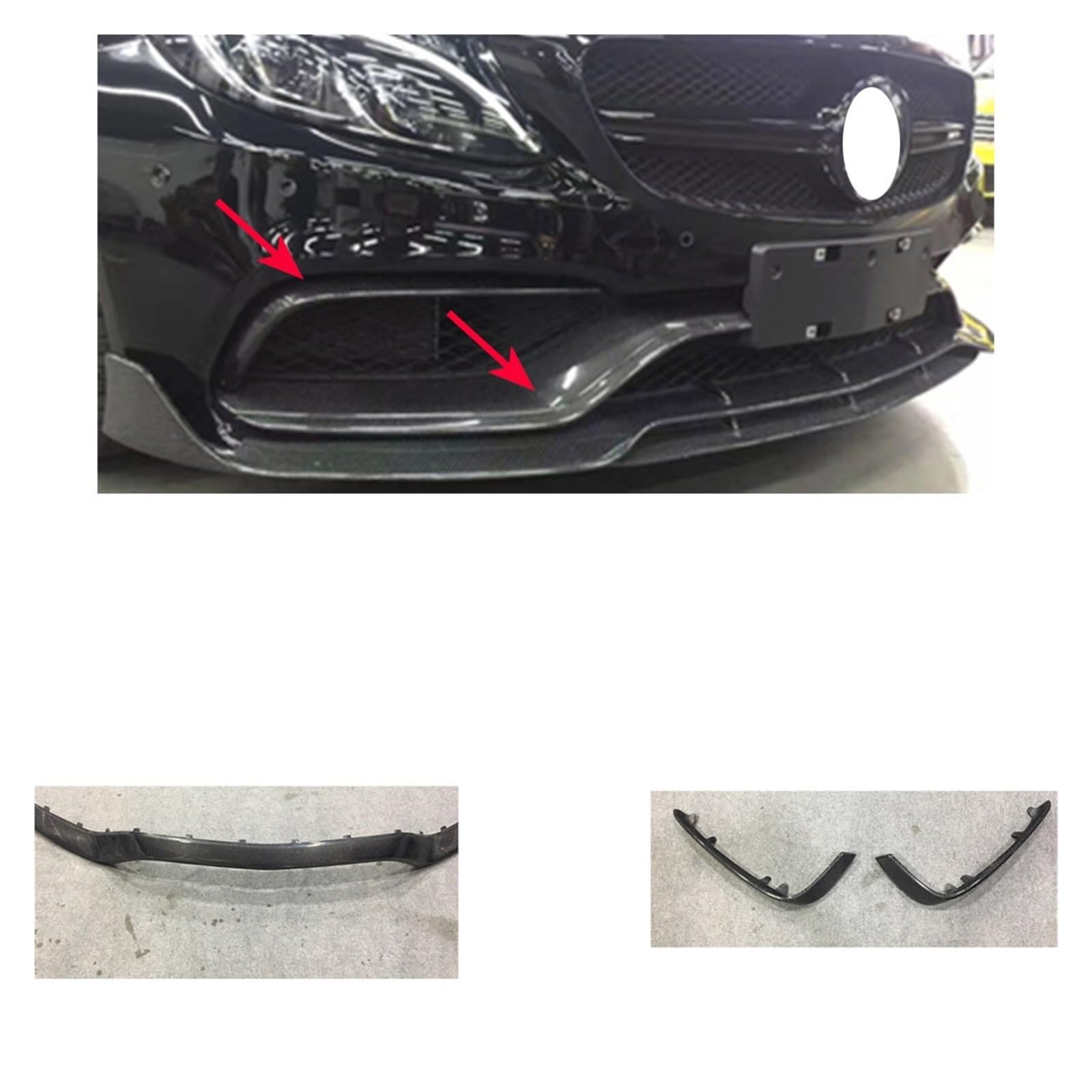 Carbon Fiber Front Bumper Lip Spoiler Compatible With Benz W205 C205 S205 C63 & C63s AMG Sedan & Coupe & Wagon 2015-2021(One set) von CJMPZKVRY