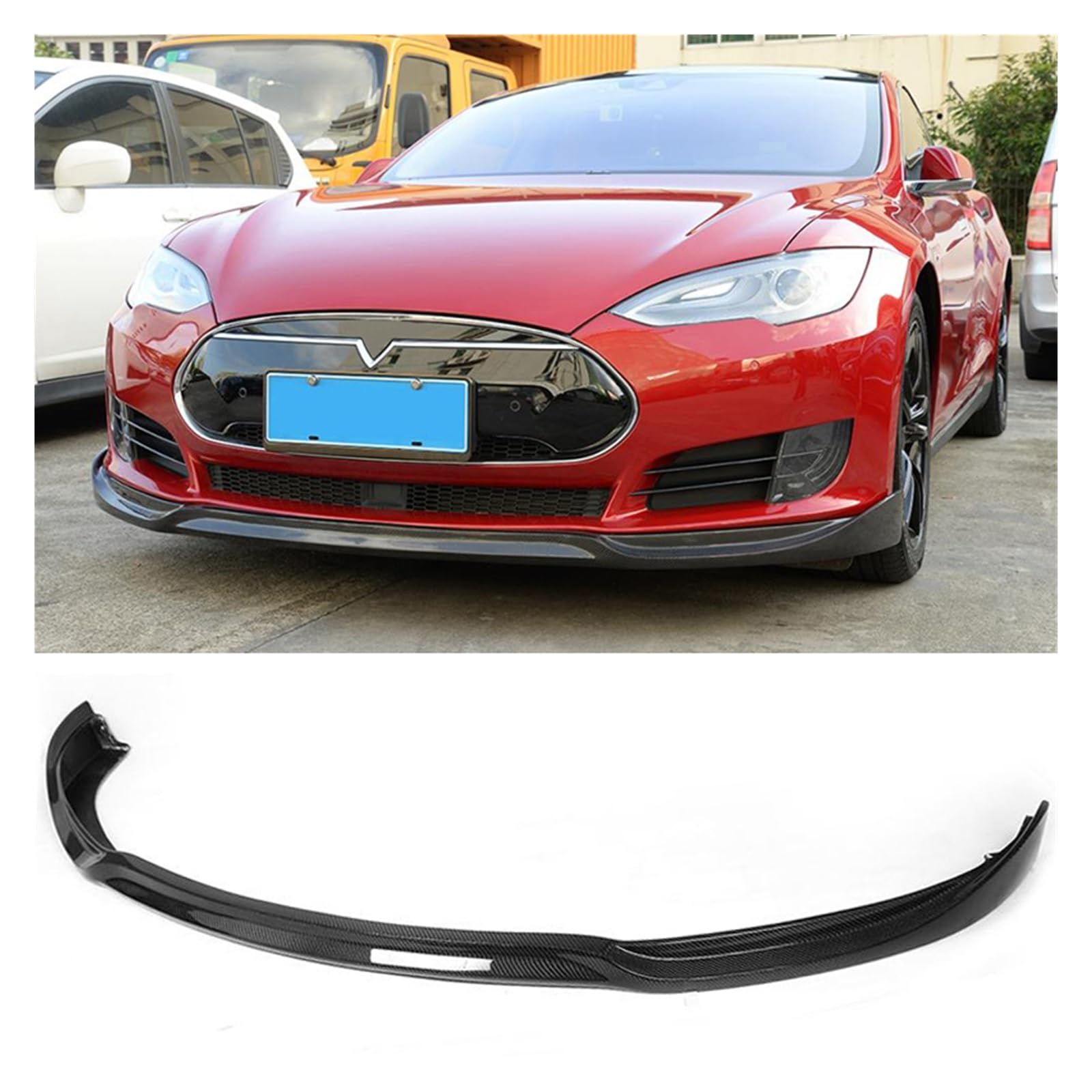 Carbon Fiber Front Bumper Lip Spoiler Compatible With Tesla Model S Sedan 4 Door 85D P85D 2012-2015 Front Bumper Lip Chin Protector(Style 1) von CJMPZKVRY