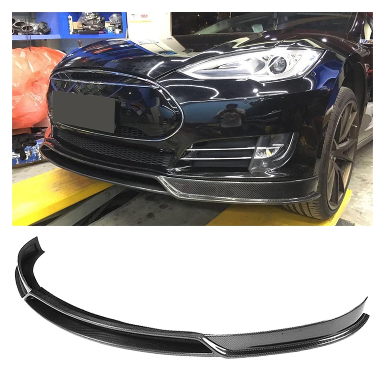 Carbon Fiber Front Bumper Lip Spoiler Compatible With Tesla Model S Sedan 4 Door 85D P85D 2012-2015 Front Bumper Lip Chin Protector(Style 2) von CJMPZKVRY