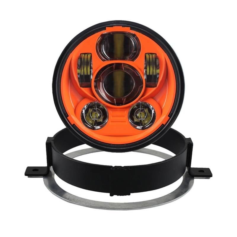 Led Headlight Kit 5.75 Inch Motorcycle High Low Beam With Mounting Bracket Ring Plug And Play VTX 1800 VTX 1300(Orange with Bracket) von CJMPZKVRY