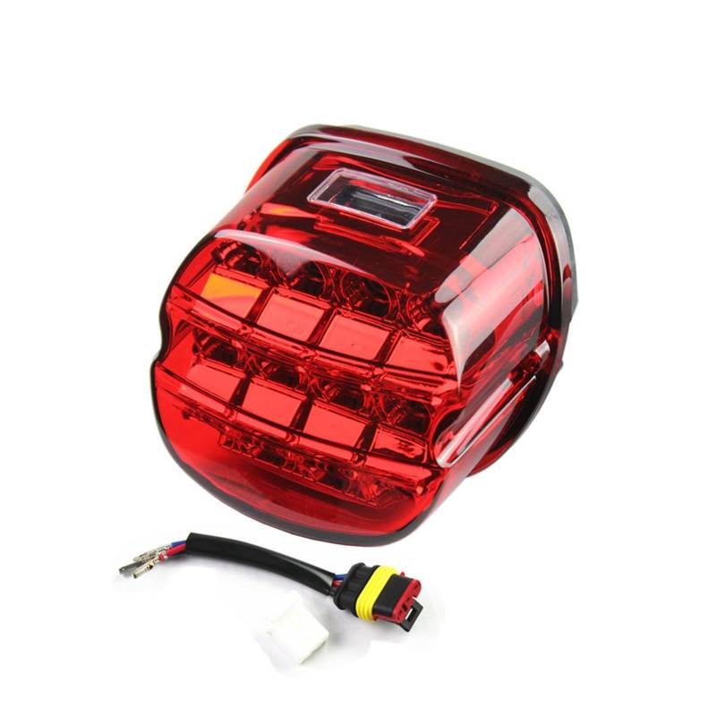 Motorrad LED-Licht Rücklicht 12v Nummernschild Hinterbremse Motorlampe für Kissen Super Wide Glide Low Rider Fat Bob(rot) von CJMPZKVRY