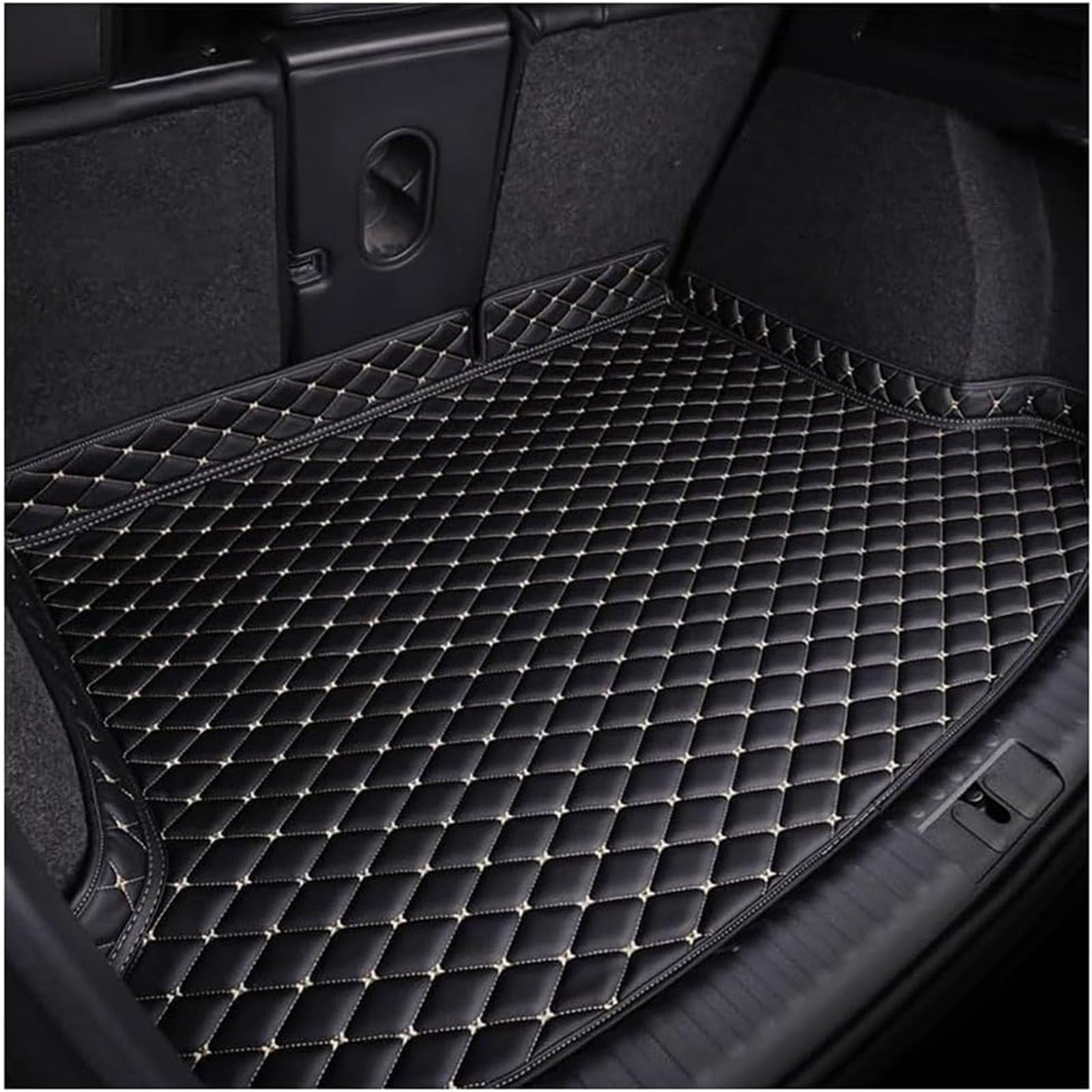 Auto Kofferraum Schutzmatte für Audi Q7 7 Seats 2006-2015 (with Fence on The Left Side, There Are Slides), Passgenaue Antirutschmatte Auto Kofferraumwanne Antirutschmatte Schubladen von CJYCJY