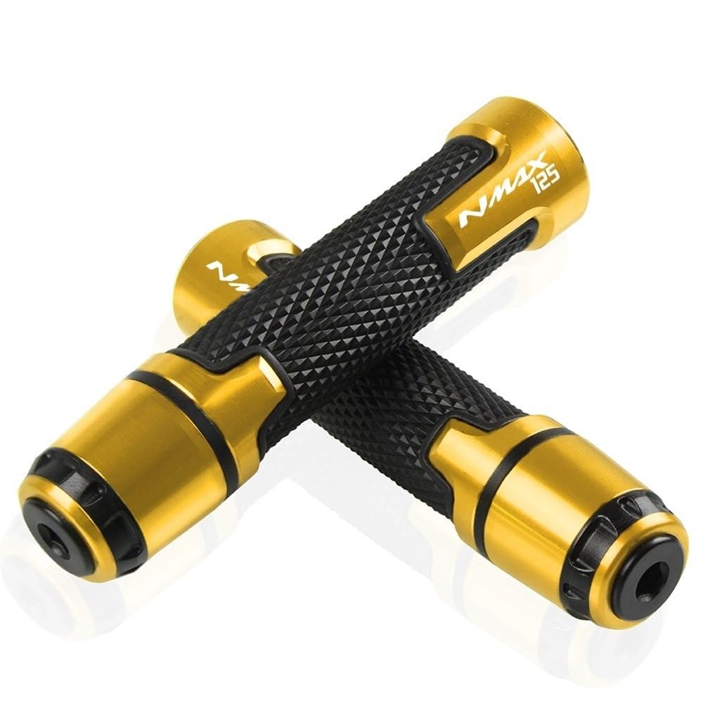 CKFDJRNAE Motorrad 7/8" 22mm Lenkergriffe Für Y&AMAHA NMAX 125 Roller ABS 2015 2016 2017 2018 Motorrad Zubehör CNC Griff Bar Roller Griff Griffe Lenker Grip(Gold) von CKFDJRNAE