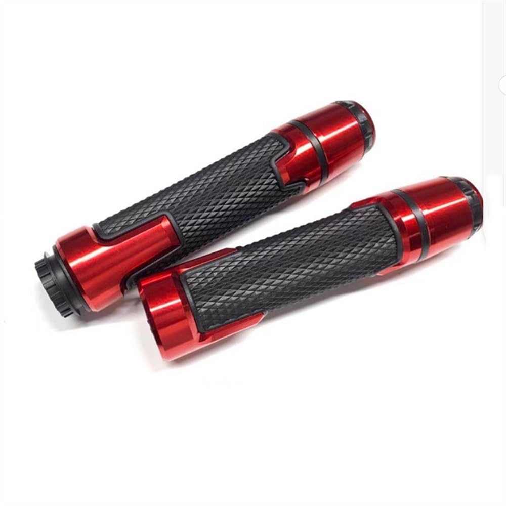 Motorrad 7/8" 22mm Lenkergriffe 22mm Motorrad Handgriff CNC Aluminium Gummi Griff Grip Universal Für H&ONDA 600 Hornet CB650 R Steed Monkey 125 CB190R CBF600(M6 Red) von CKFDJRNAE