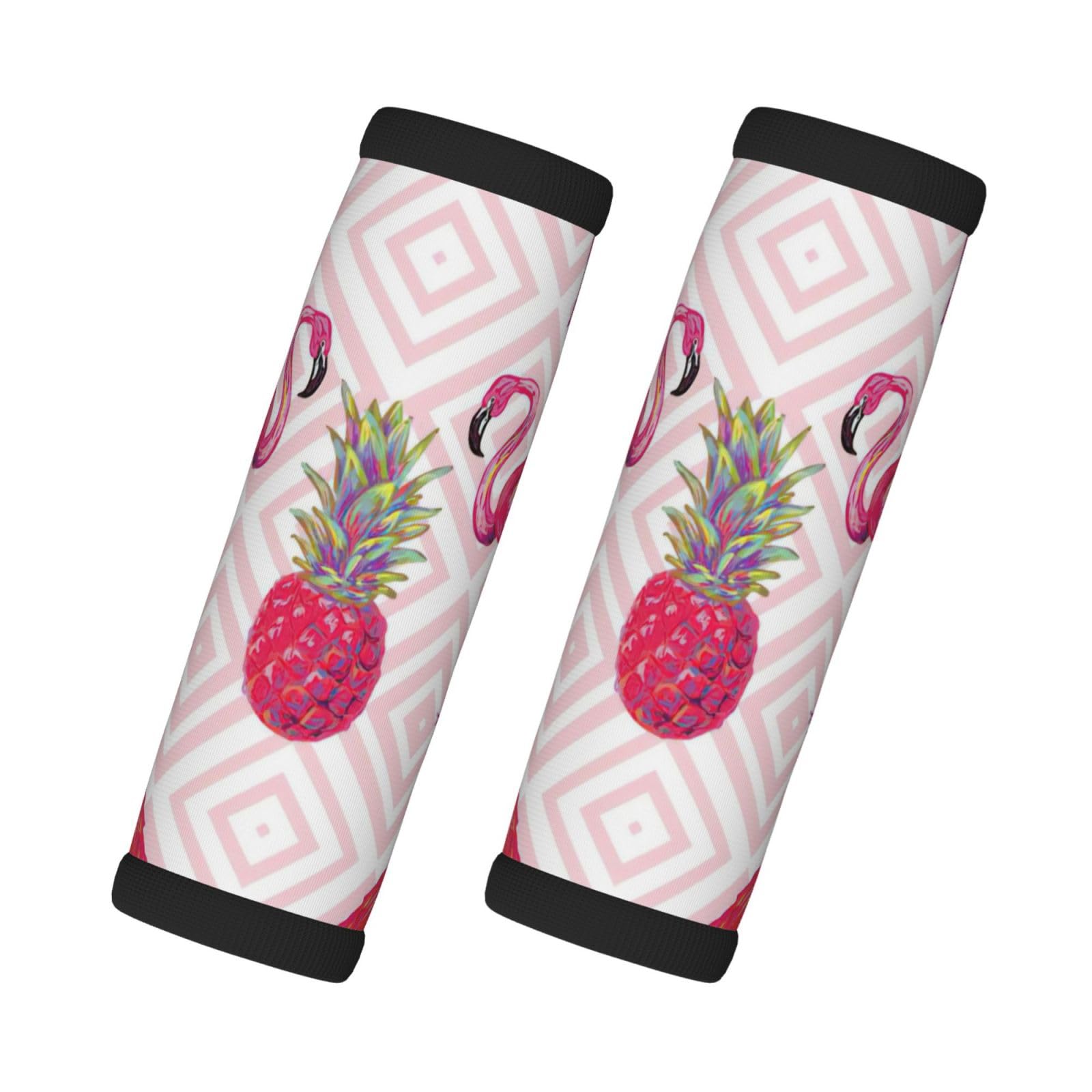 Gepäckgriffabdeckungen mit rosa Flamingo-Ananas-Druck, personalisierbare Gepäckgriffabdeckungen, Zubehör für Griffe und mehr von CKGODGF