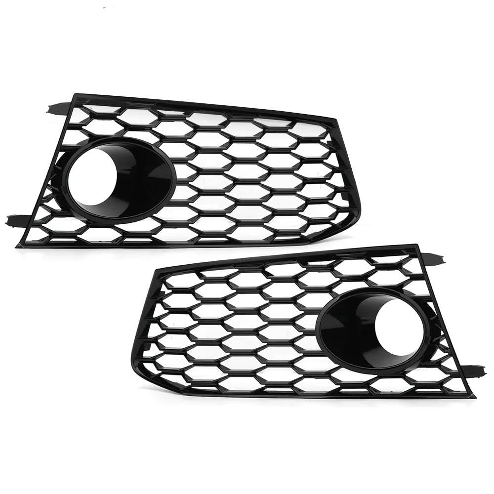 Auto-Frontgrill Glänzend Schwarz Auto Nebelscheinwerfer Kühlergrill Abdeckung Trim Für RS7 2014 2015 2016 2017 2018 Hex Nebel Lampe Grill Autogrills(Pair) von CKGRHJSA