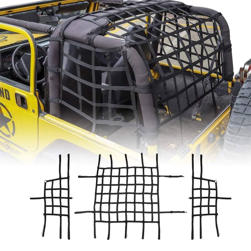 CKPEOR Mesh-Dach-Lastennetz, Rückhalteschutz-Lastennetz, Kofferraumnetz für Jeep Wrangler TJ 1997-2006 von CKPEOR